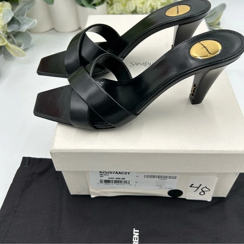 Women’s Saint Laurent Jill 75 leather mules size 36 made in Italy